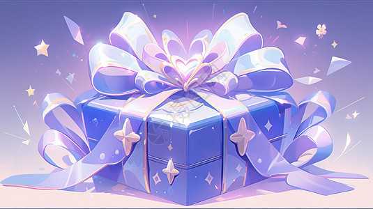 华丽的礼物紫色丝带漂亮的卡通礼物盒插画