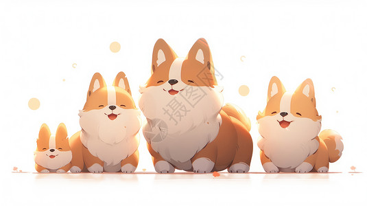 四只犬四只可爱的 柯基犬插画