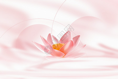 一朵粉色莲花粉色清新荷花背景设计图片