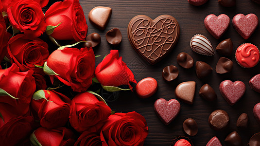玫瑰巧克力七夕情人节爱情巧克力插画