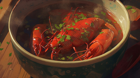大龙虾食物美食夏天的小龙虾插画