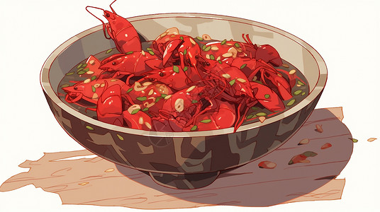 麻辣碗装龙虾传统食物小龙虾插画
