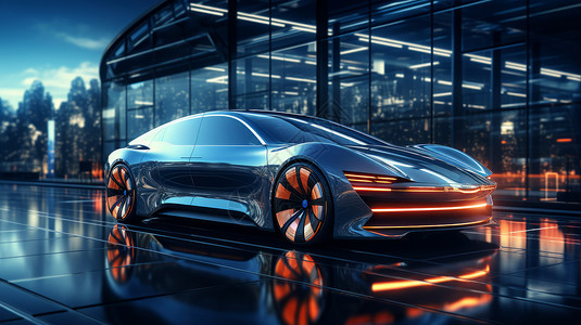 新潮范科幻流线型科技感时尚的汽车插画
