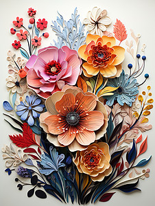 鲜艳的立体花卉背景图片