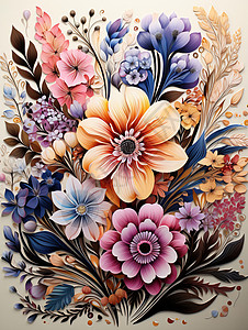 彩色立体花卉背景图片