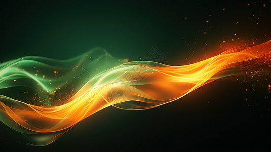 绿色火焰科技流动抽象粒子设计背景插画