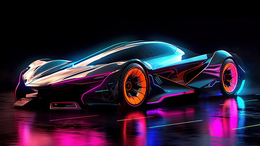 赛博朋克未来科技超级跑车背景图片