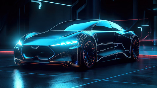 酷炫科技超现实未来感跑车背景图片