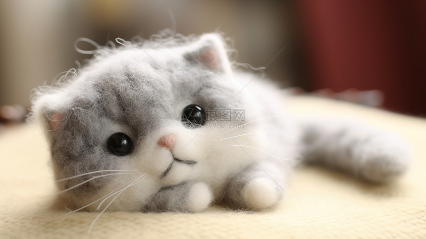 可爱的毛毡小猫图片