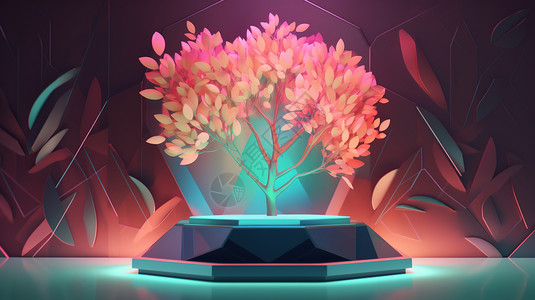 有植物创意电商3D唯美立体场景图片