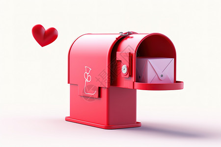 红色爱心信箱3D图标图片
