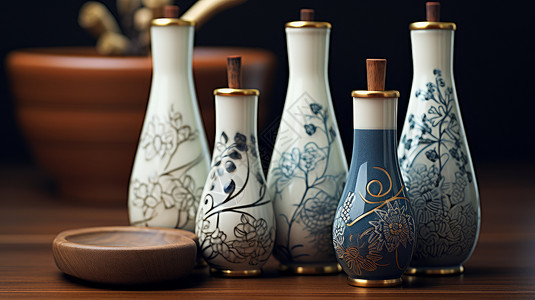 雕花玻璃瓷器中国传统白酒器具插画