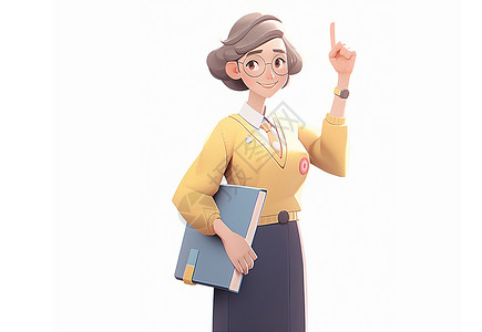 穿校服的女高中生单手点赞穿黄色衣服时尚的卡通女老师插画