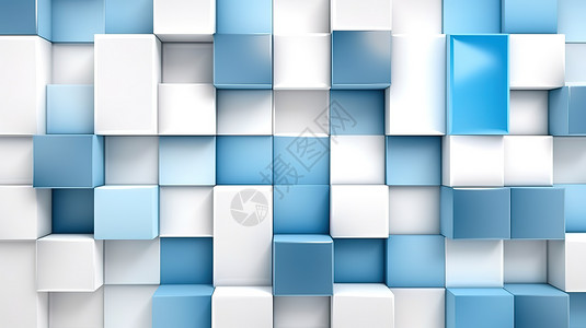 蓝白方形几何拼接背景图片