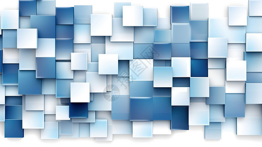 几何拼接蓝白方形合成背景图图片