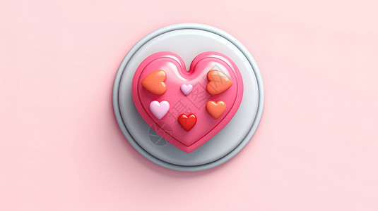 爱心点击进入按钮GIF3D可爱形状图标爱心粉色背景插画