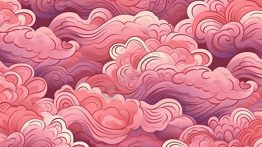 粉红色的中国祥云图案背景图片