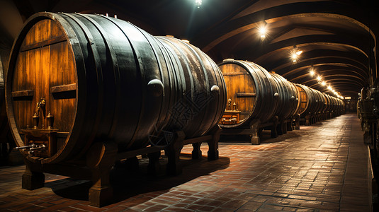 葡萄酒酒窖酒桶图片
