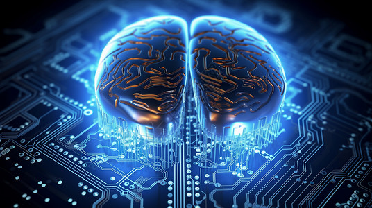 芯片大脑半导体芯片信息技术高科技合成图插画