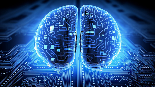 芯片大脑信息技术半导体芯片高科技创意图插画