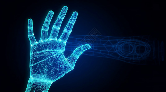 蓝色互联网大数据数字化的手背景图片