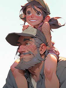 大胡子的爸爸背着女孩背景图片