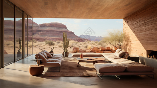 房地产效果图创意设计橡木沙漠别墅效果图插画