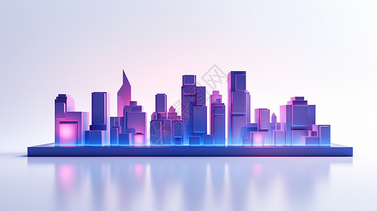 现代炫彩城市城市建筑背景图片