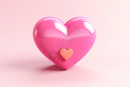 可爱的粉色爱心3D图标图片
