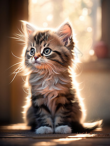 长胡须的可爱小猫背景图片