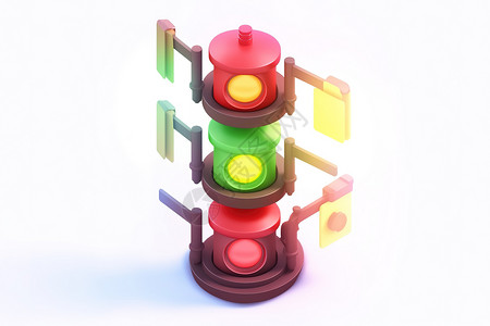 红绿灯模型红绿灯交通灯3D元素插画