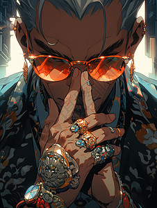 太阳珠宝素材戴戒指的男人插画