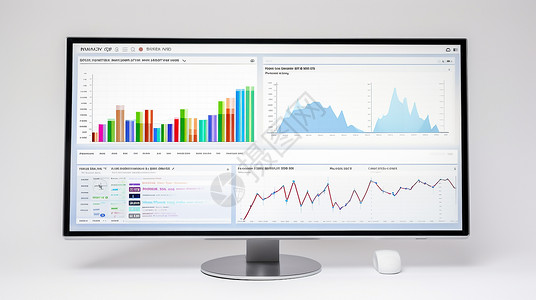 桌面实物金融数据图标统计插画