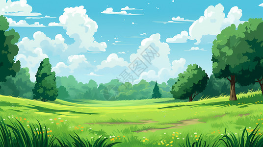 草公园草地卡通可爱背景高清图片