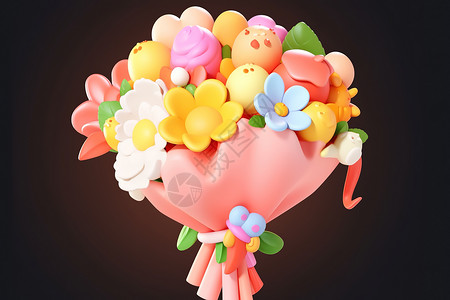 可爱小巧鲜花3D图标图片