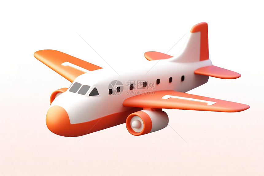 橙白色小型飞机3D图标图片