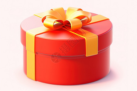 红色礼盒背景红色圆形礼盒3D图标插画