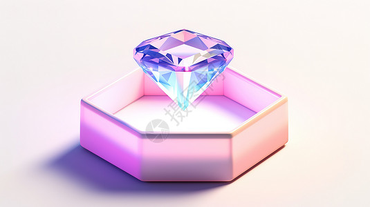 钻石爱情卡通钻石3D图标插画