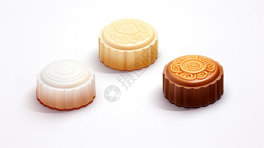 精致巧克力中秋月饼3D图标插画