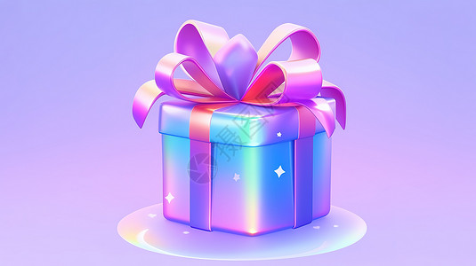 可爱卡通炫彩礼物盒3D图标背景图片