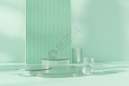 清雅Blender清新几何玻璃场景展台设计图片