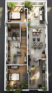 房子3D效果图室内空间设计效果图插画