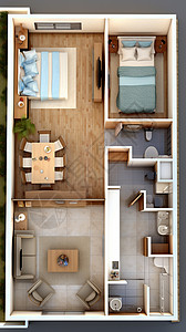 日式公寓日式木质室内装修设计效果图插画