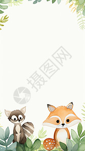 动物边框素材小狐狸绘本类森林动物边框插画