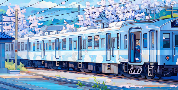 火车旅行插画图片
