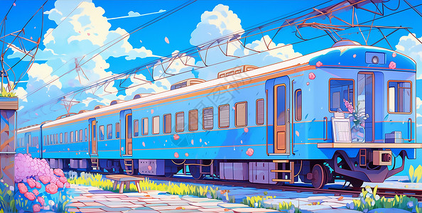 行驶的火车插画背景图片