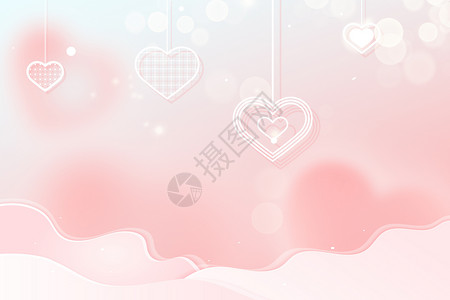 粉色心形插图爱心温馨背景设计图片