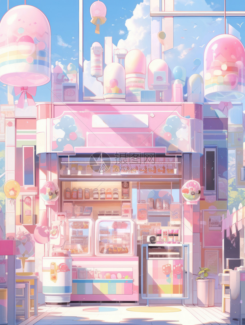 可爱的粉色系卡通商店图片