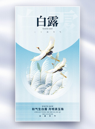 中国风白露海报二十四节气白露全屏海报模板
