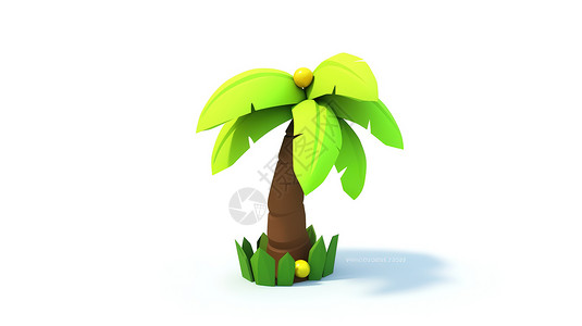 椰子树3D卡通图标图片